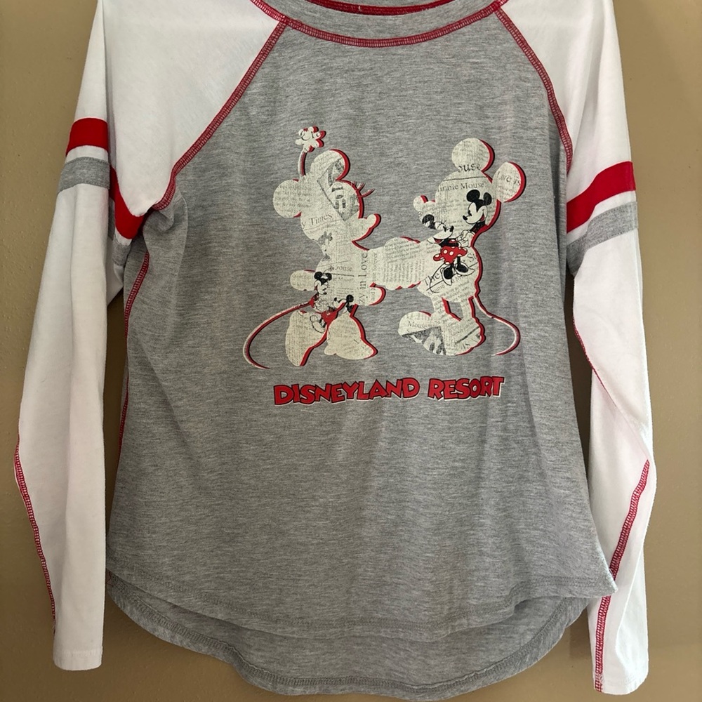 Disney Mickey Mouse Long Sleeve Tee Gray and Red